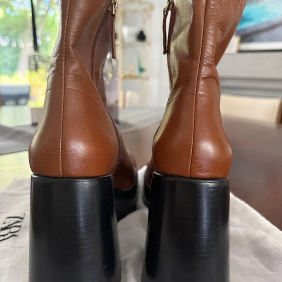 ZARA Leather Platform Heeled Anke Boots - EU 40 (fits like 39/9) - Picture 3 of 7